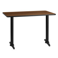 Flash Furniture XU-WALTB-3042-T0522-GG 30" x 42" Rectangular Walnut Laminate Table Top with 5" x 22" Table Height Bases